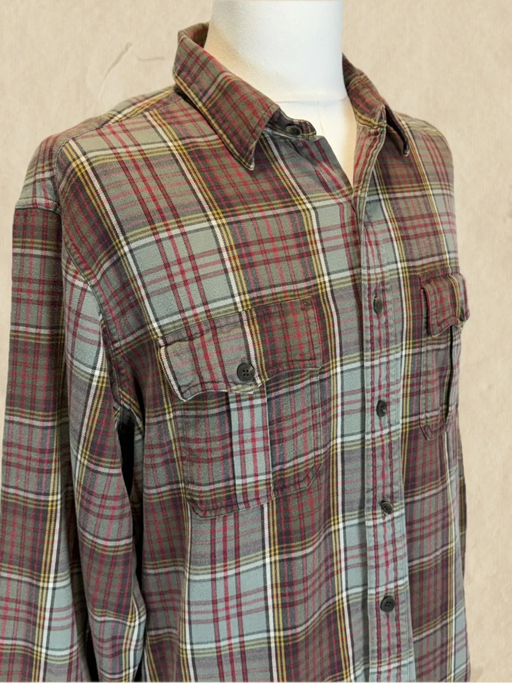 VINTAGE 90s Polo Ralph Lauren plaid flannel button down mens shirt cotton XXL